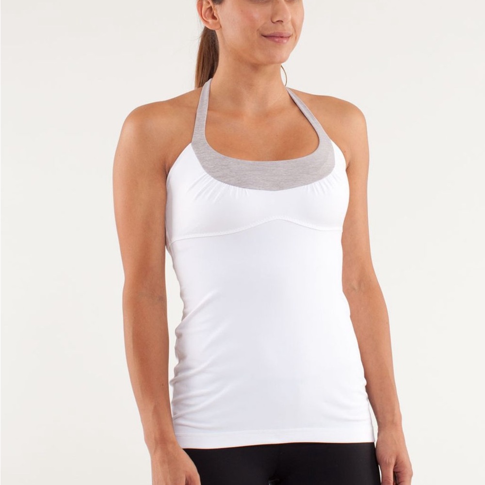 lululemon athletica White and Gray Halter Top